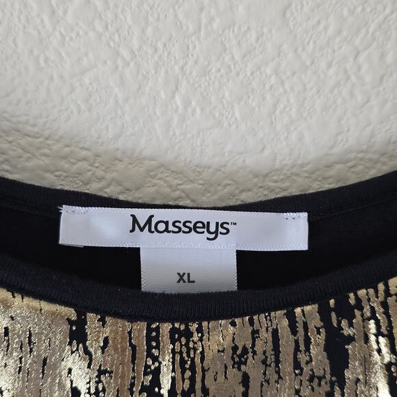 Massey Womens XL Black Gold Sheer Poncho Top Bling Event Formal Black Tie Career - Picture 2 of 8